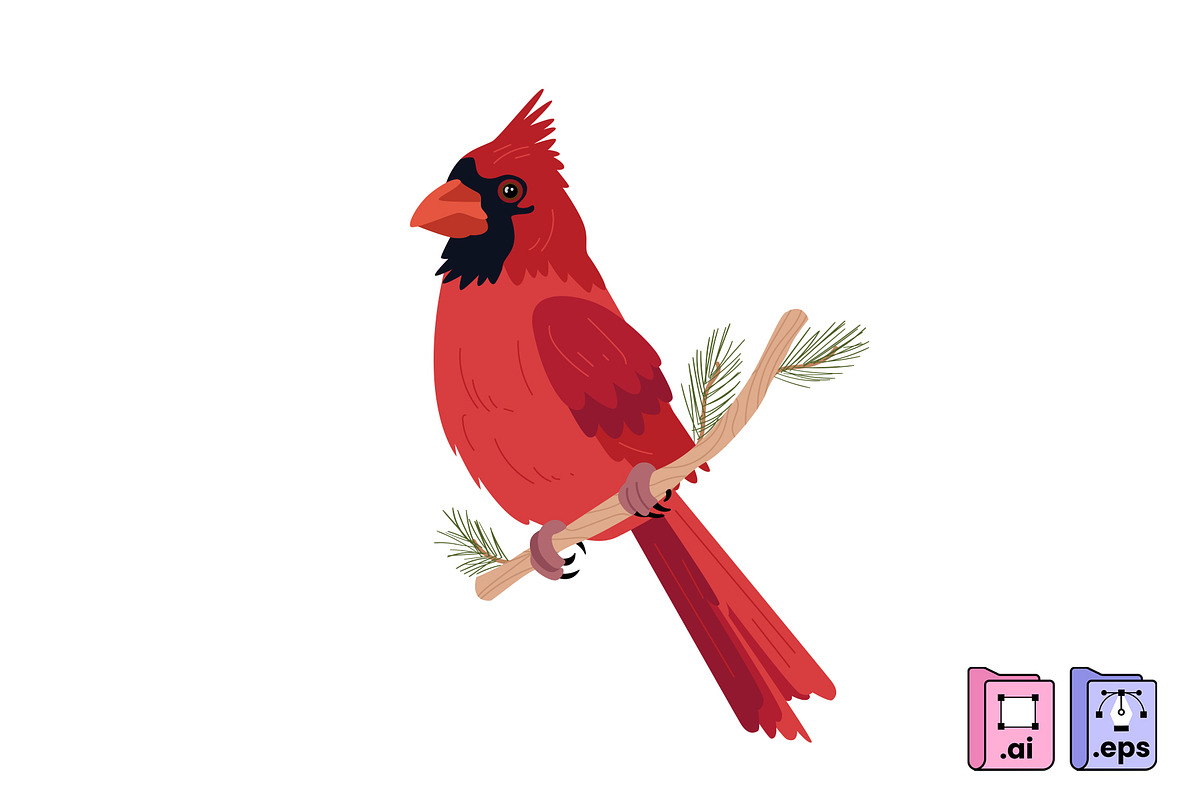 Elegant Red Cardinal Bird, an Animal Illustration by MISS CHATZ (Photo 2 of 3)