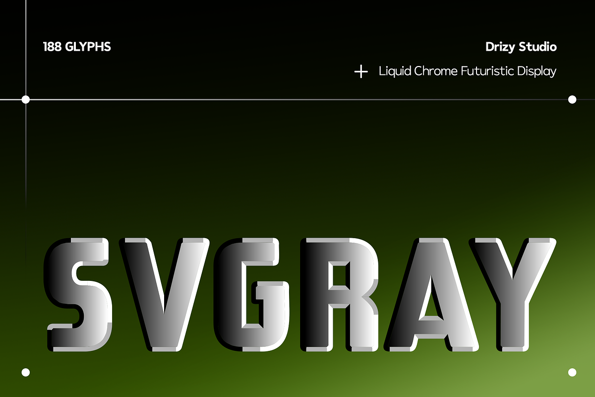SVGRAY – Liquid Chrome Futuristic, a Sans Serif Font by Drizy (Photo 1 of 8)