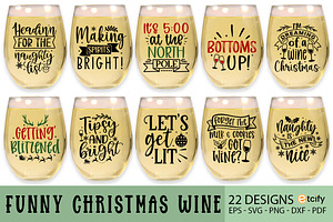 Funny Christmas Wine Glass SVG Bundl