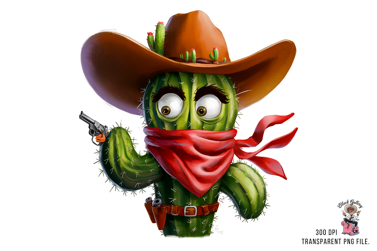 Cactus with Cowboy Hat PNG Bundle, a Graphic by Clipart Bloom (Photo 5 of 15)