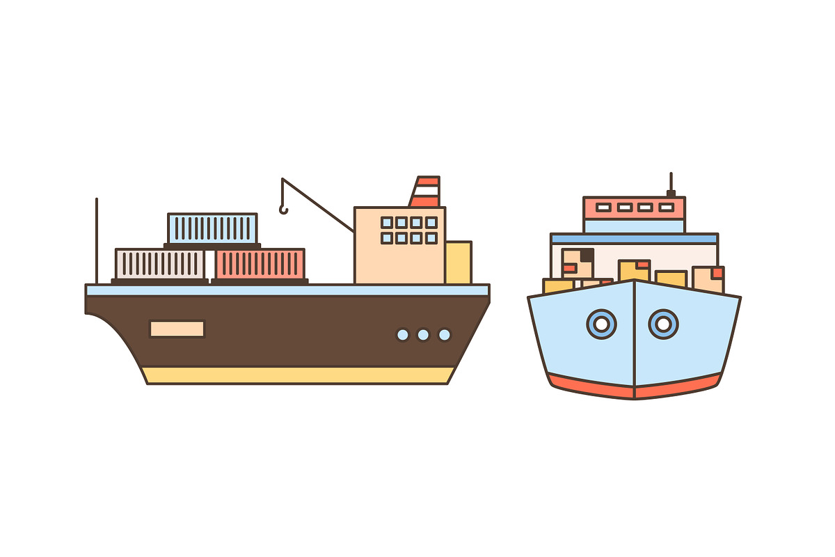 Freight vessels and industrial ships, a Transportation Illustration by Good Studio (Photo 2 of 4)