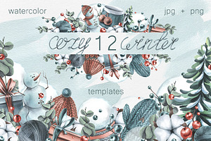 Cozy Winter Watercolor Templates