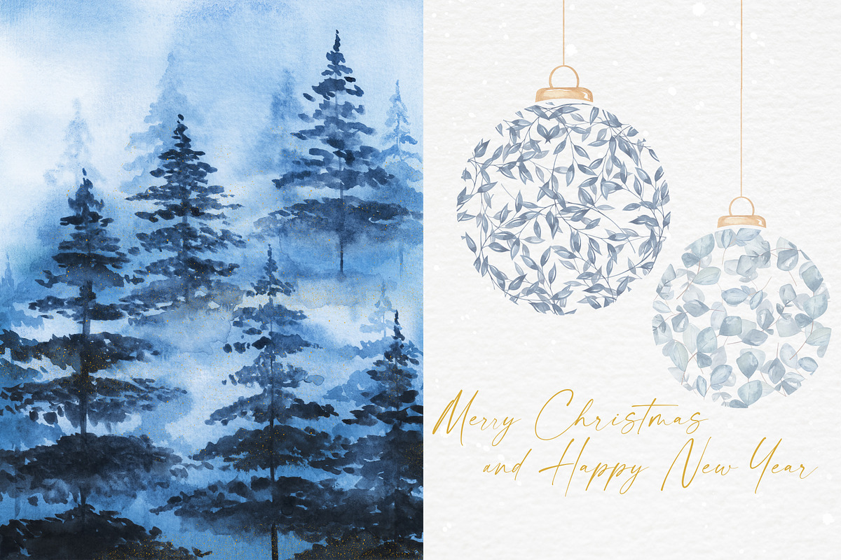 Cold winter.Watercolor Christmas Set, a Seasonal Illustration by Ooh Lily (Photo 11 of 20)