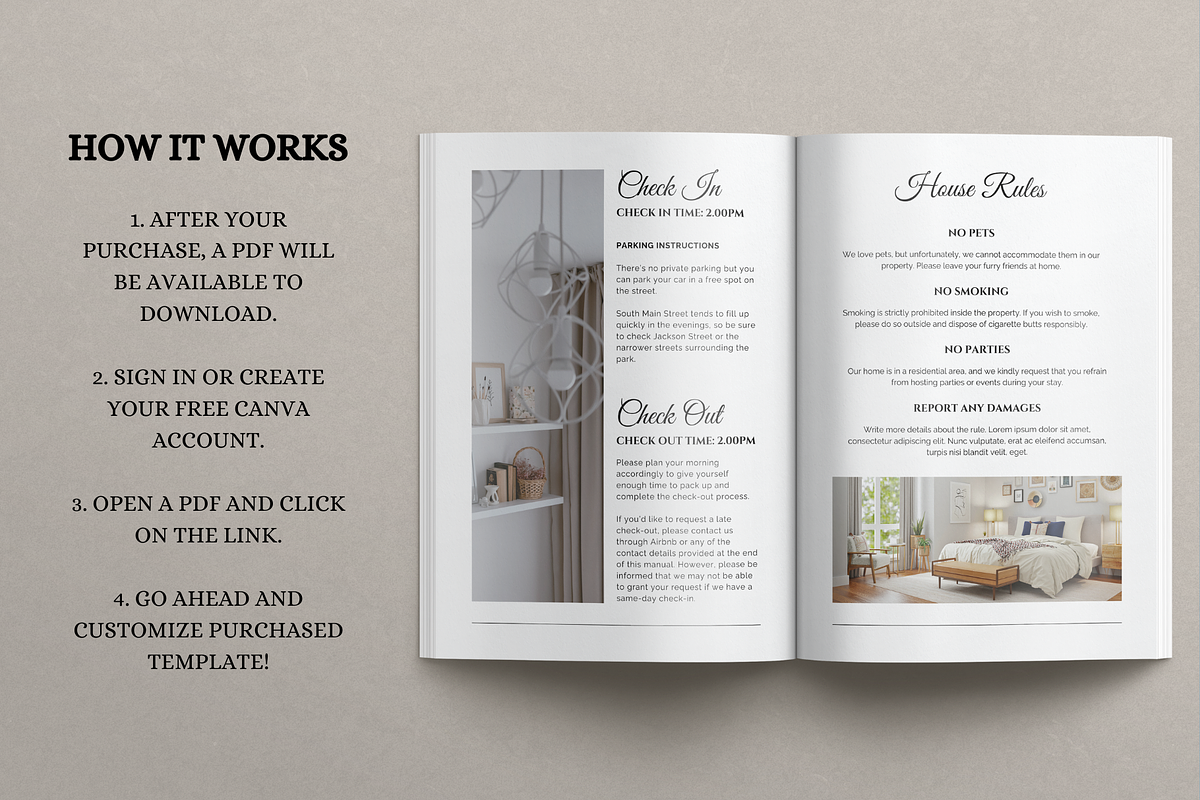 Airbnb Welcome Book Template, a Design Template by LWPRESETS (Photo 5 of 9)