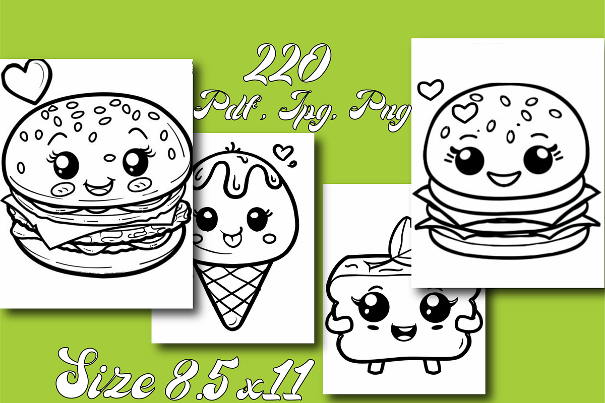 Cute Kawaii Food Coloring Book, an Animal Illustration by Design Zone (Photo 4 of 7)