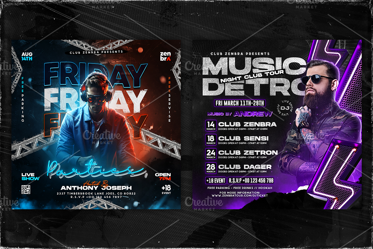 10 DJ Party Flyer Template, a Print Template by OnurDemircan (Photo 2 of 8)