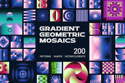 200 Gradient Geometric Shapes, an Object Graphic by assetpro.design