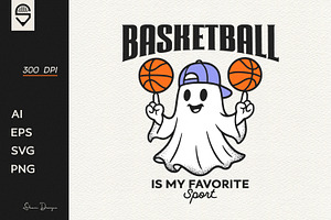 Cute Ghost Spinning Basketball, a Sport Illustration by shaondesigns