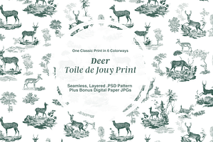 Deer Toile de Jouy Pattern