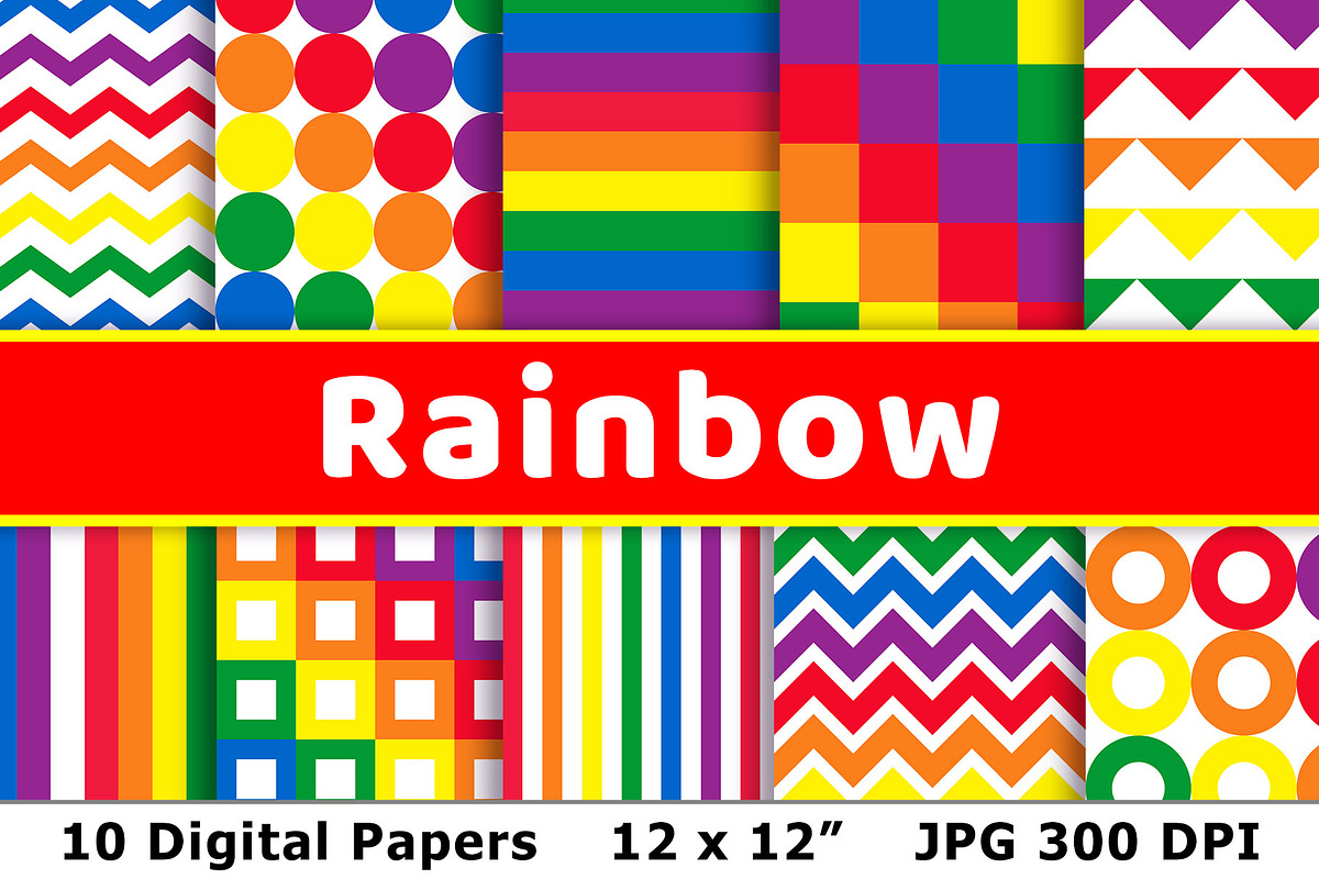 Rainbow Digital Papers, a Pattern Graphic by The Digital Download Shop (Photo 1 of 2)