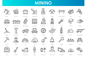 Set of Mining icons, an Outline Icon by Tettygreen