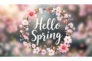 Hello Spring hand-drawn lettering, a Graphic by Elen_Art