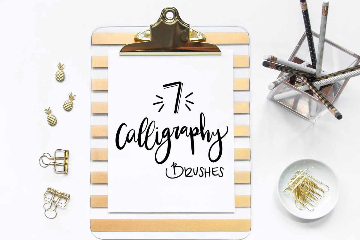 7 Procreate Calligraphy Brushes, a Brush Add-On by Ale Estrada (Photo 1 of 3)