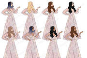 Magic Girls Clipart, a Person Illustration by GlamArtZhanna (Thumbnail 3 of 4)