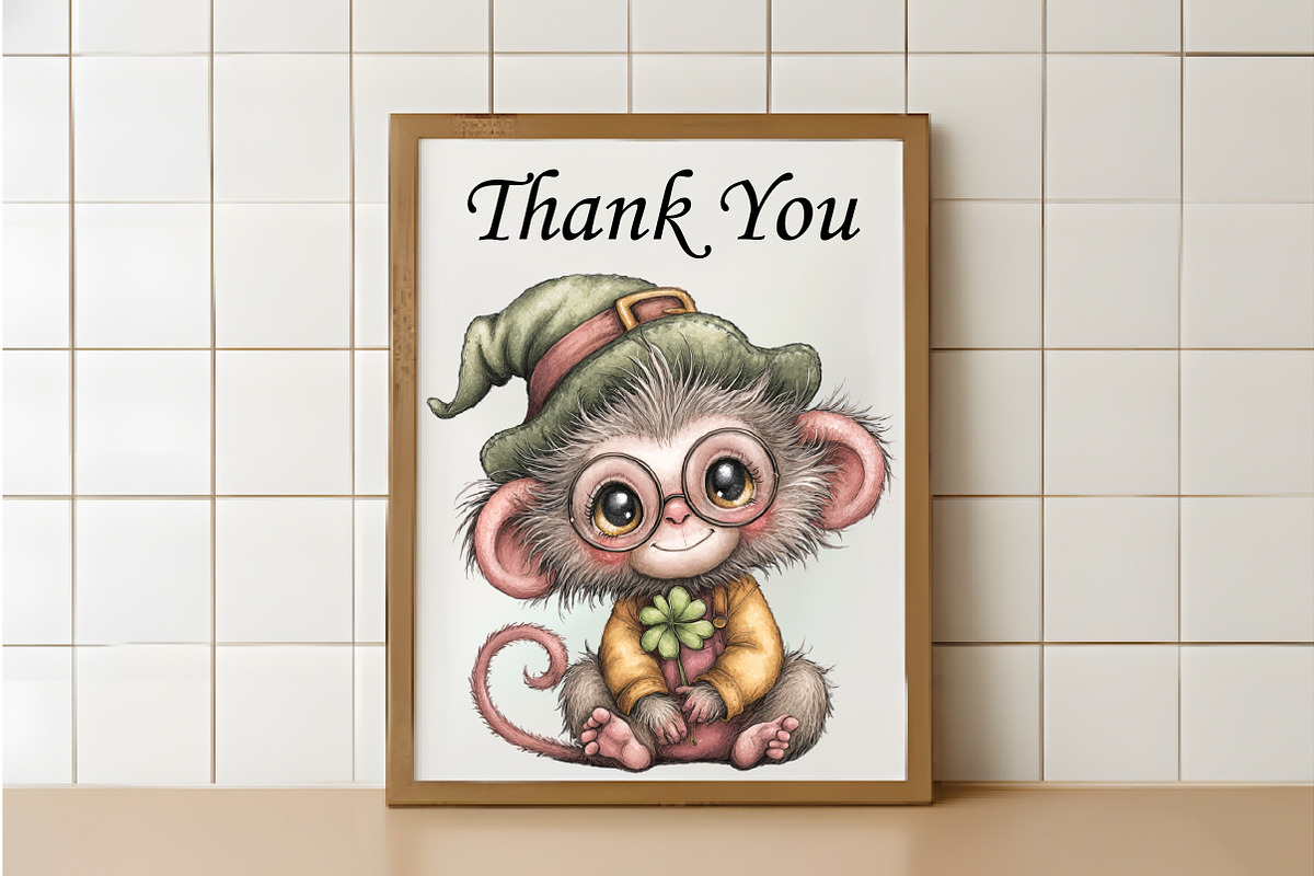 Cute Animal Holding Shamrock Clipart, an Animal Illustration by RobertsArt (Photo 6 of 6)