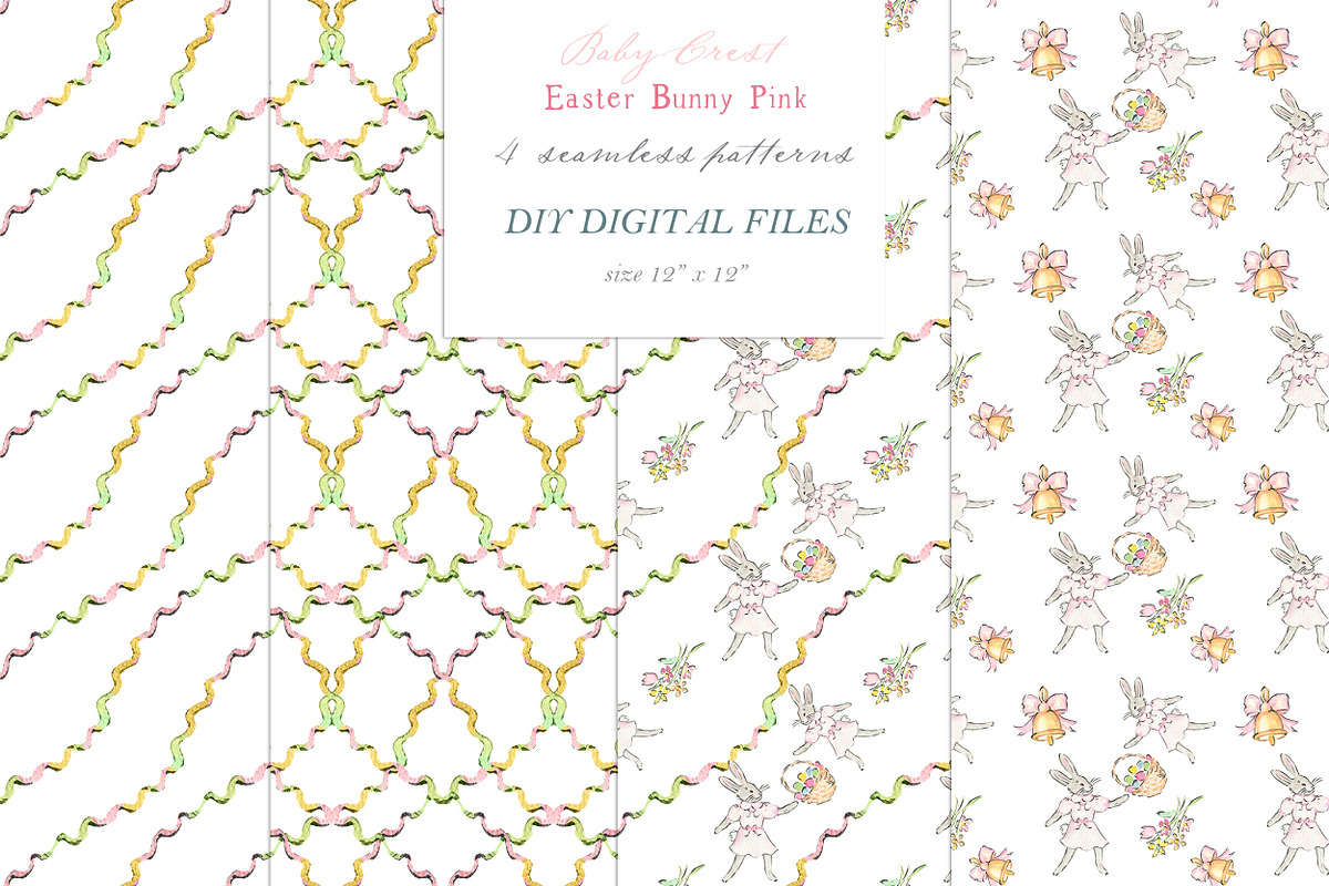 Easter Bunny Pink Watercolor Crest, a Graphic by LABFcreations (Photo 3 of 4)