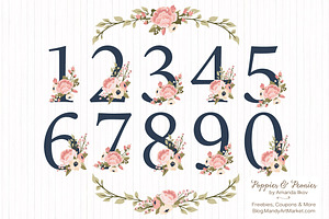 Navy & Blush Floral Numbers, an Illustration by Amanda Ilkov