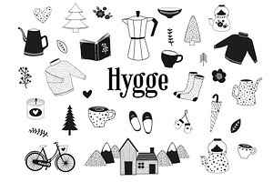 Hygge Black and White Clipart