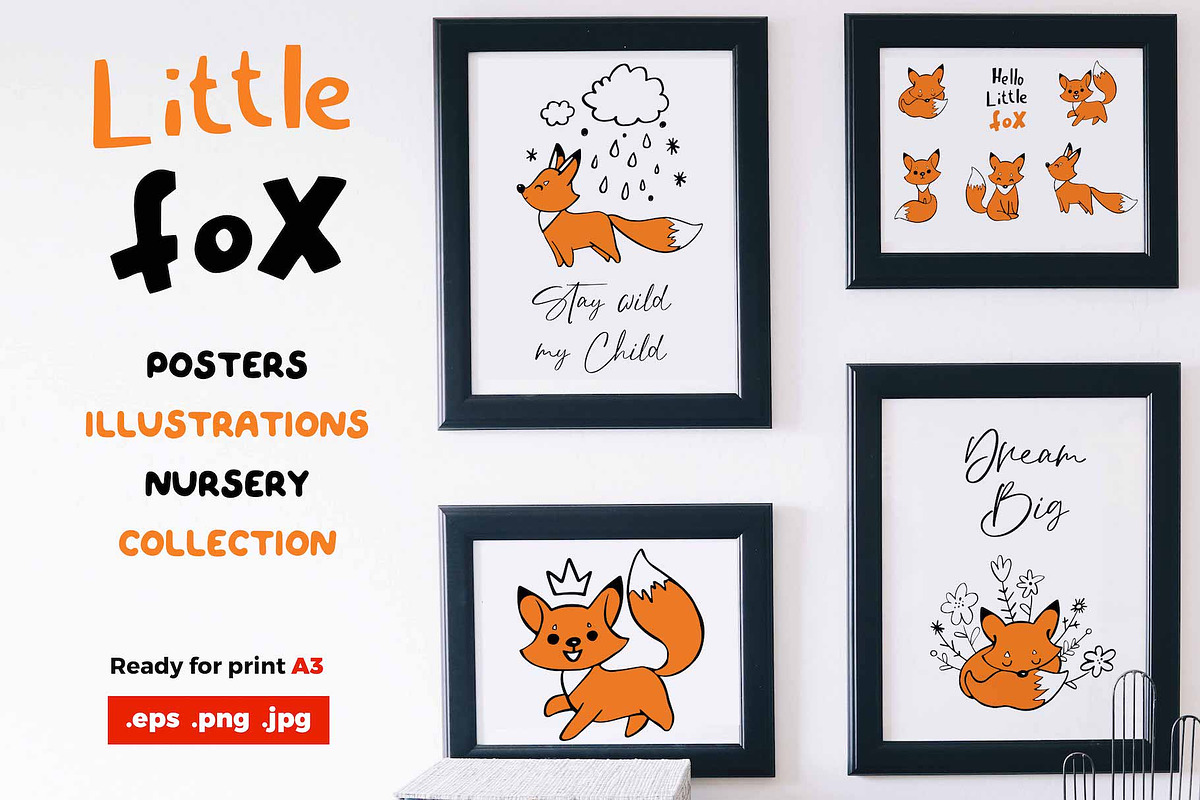 Little Brave Fox. Nursery poster kit, an Animal Illustration by Sopelkin (Photo 1 of 5)