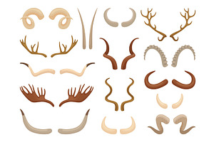 Cartoon horns set. Isolated animal, a Graphic by Valerie Bodnar