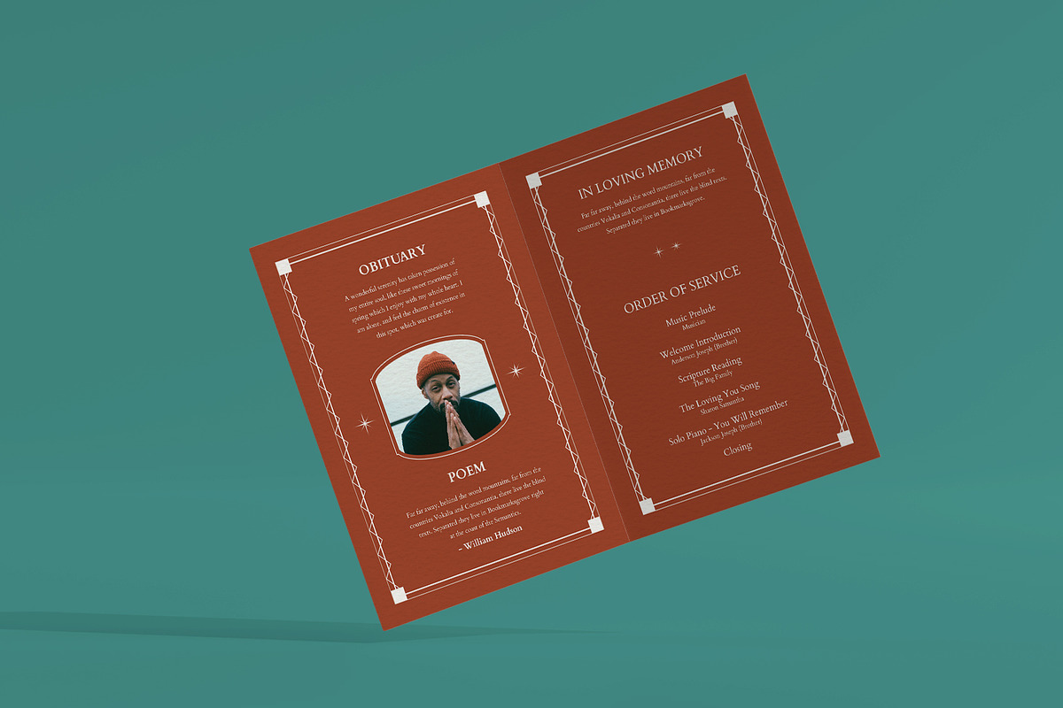 Minimal Framed Funeral Program, a Brochure Template by Neermana (Photo 2 of 3)