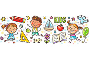 Set of cartoon doodle kids borders, a Decorative Illustration by Bubert Art (Thumbnail 4 of 8)