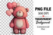 Lovely Teddy Bear Valentine Clipart, an Illustration by Watercolor design (Thumbnail 4 of 6)