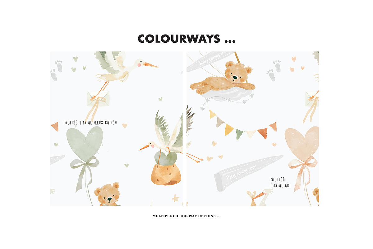 Nursery pattern baby bear pregnancy, a Pattern Graphic by Milatoo (Photo 2 of 3)