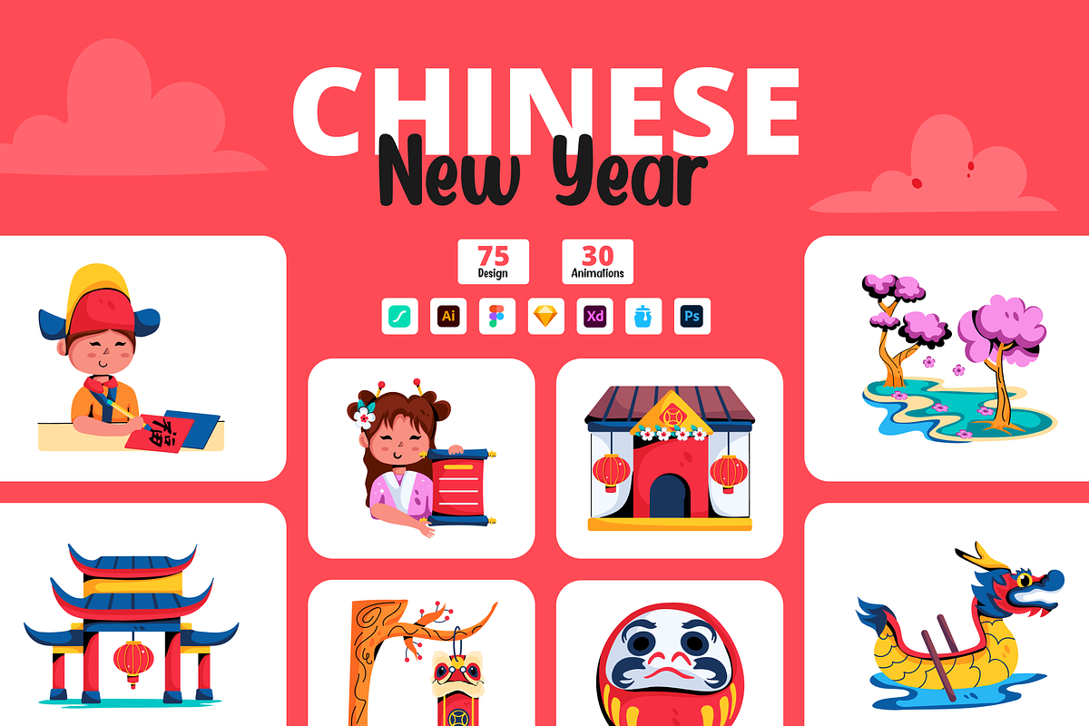 Animated Chinese New Year Icons, a Duotone Icon by Prosymbols (Photo 1 of 9)