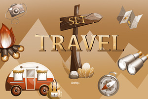 Travel Set. Illustrations & Patterns