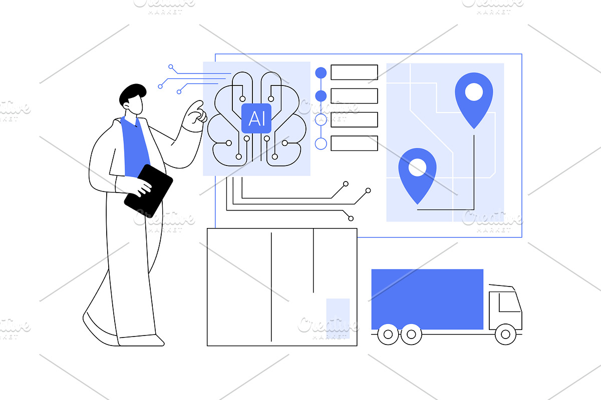 AI in Logistics abstract concept, a Technology Illustration by Visual Generation