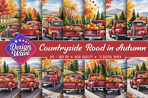 Bold Countryside Road in Autumn, a Background Graphic by Design Station