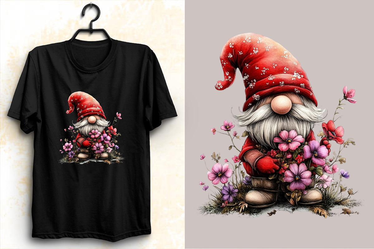 Valentine's Gnome with Flowers Clip, an Illustration by SVGArt (Photo 7 of 8)