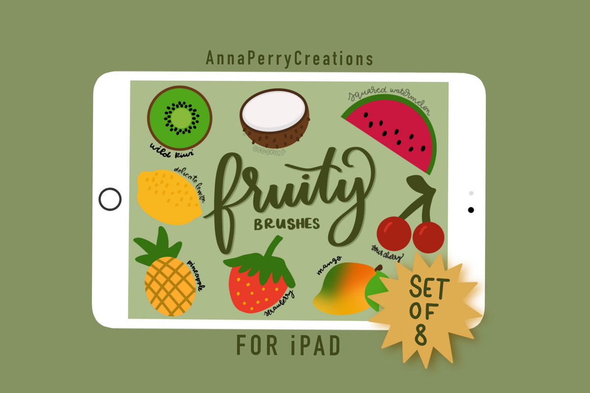 Fruity Procreate Lettering Brush Set, a Brush Add-On by Anna Perry Creations (Photo 1 of 2)