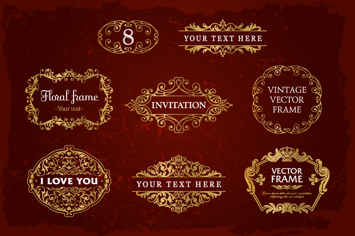 15 Golden Frames Backgrounds Set #2, an Object Graphic by Digiselector Design Goods (Photo 5 of 5)