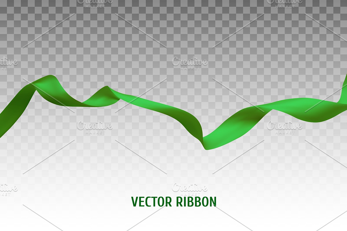 Green vector ribbon, a Decorative Illustration by Alena Stoyko design