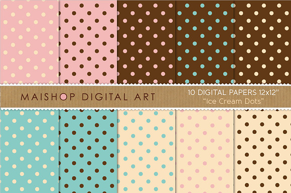 Digital Papers Ice Cream Dots preview 4