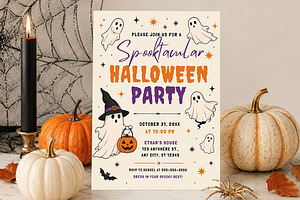 Cute Spooky Halloween Invitation, an Invitation Template by Arslan