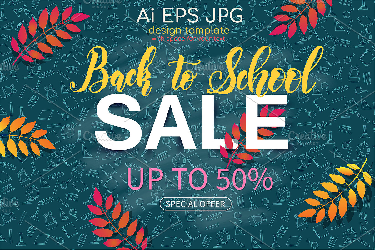 Vector Back to School Sale template, a Card Template by Tabiti (Photo 1 of 3)