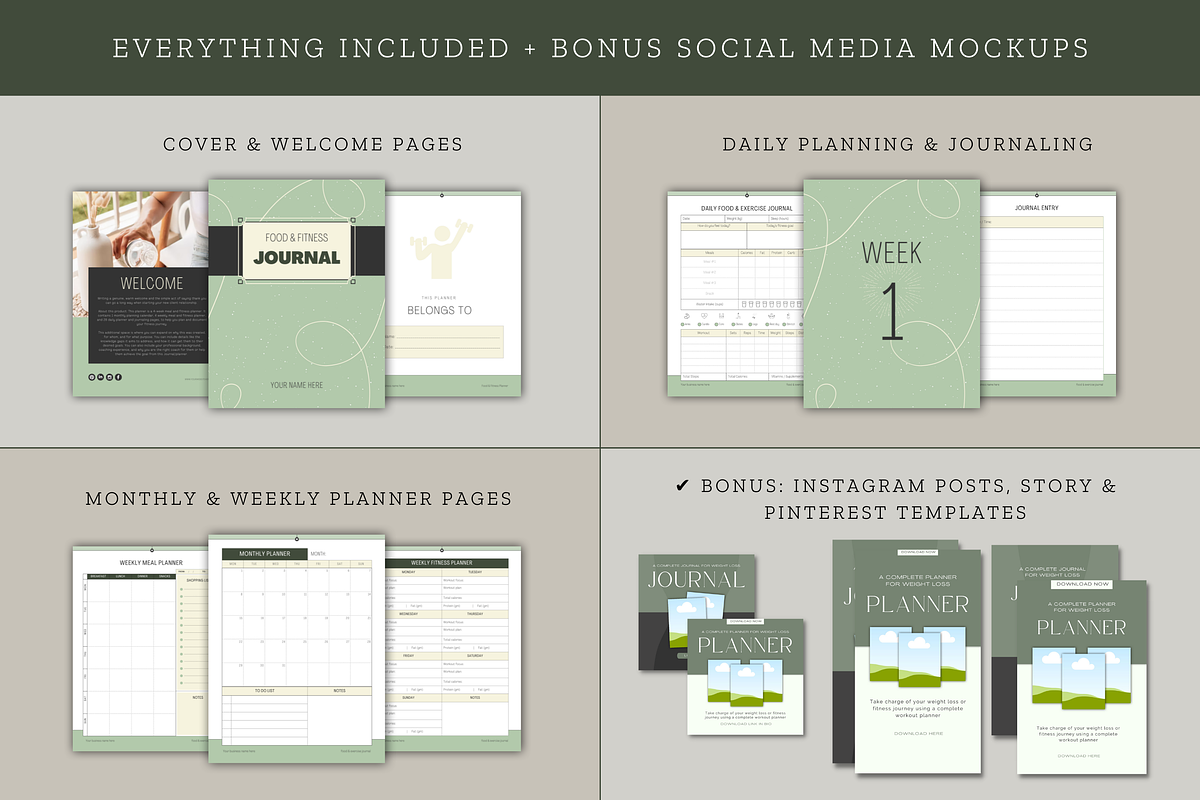 Food and Fitness Planner | Canva, a Magazine Template by Designs by Darowan (Photo 6 of 8)