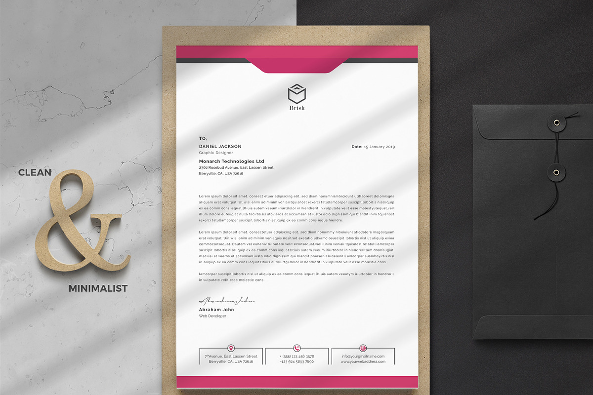 Clean Letterhead Word, a Stationery Template by ResumeDevisers (Photo 2 of 8)