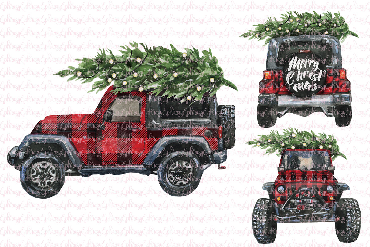 Monster truck plaid. Christmas, an Illustration by EphrazyGraphics