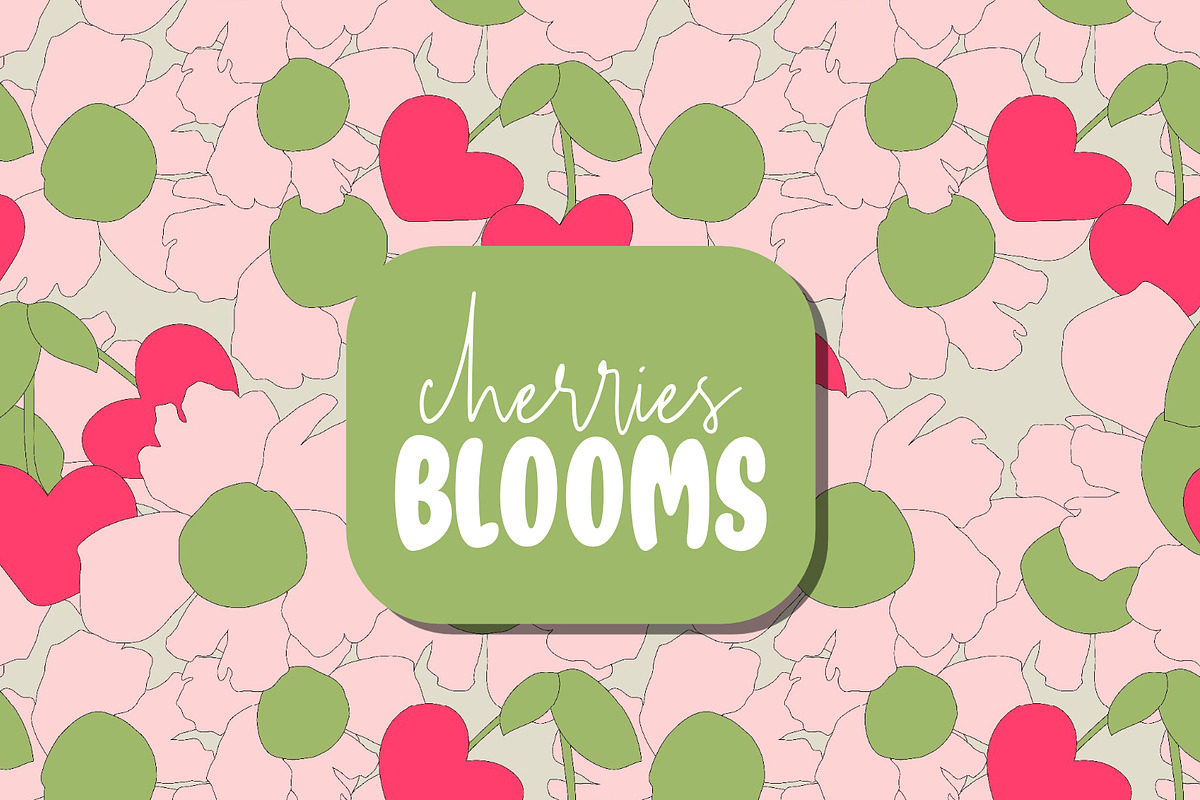 Cherries and cute pink blooms, a Pattern Graphic by Cotton Melon pattern Shop (Photo 1 of 5)