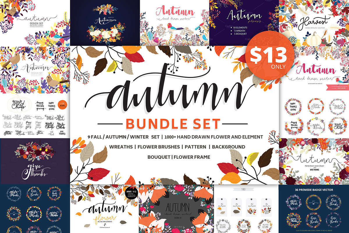 Fall / Autumn Big Bundle Set, a Decorative Illustration by MooBeer