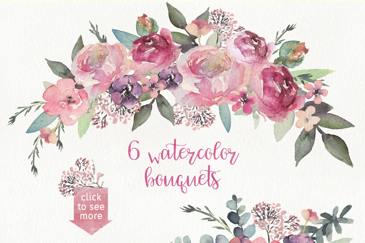 Pink Blush Floral Flower Set, a Decorative Illustration by Veris Studio (Photo 3 of 9)