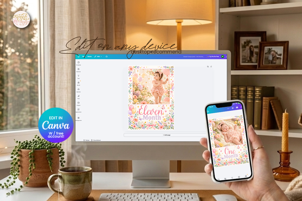 Baby Monthly Milestone Photo Canva, a Marketing Template by KennedyStudio (Photo 6 of 9)