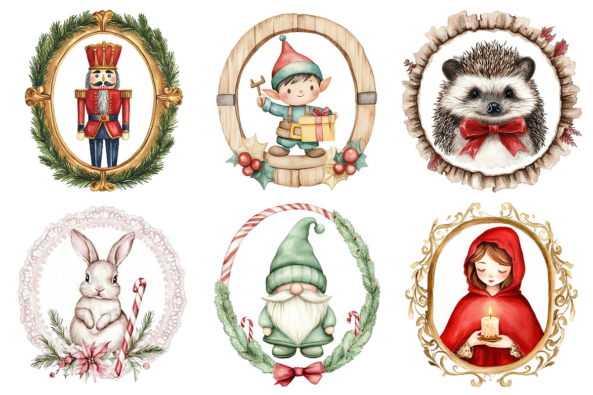 Vintage Christmas Framed Character, an Illustration by Daily.Designs (Photo 3 of 5)