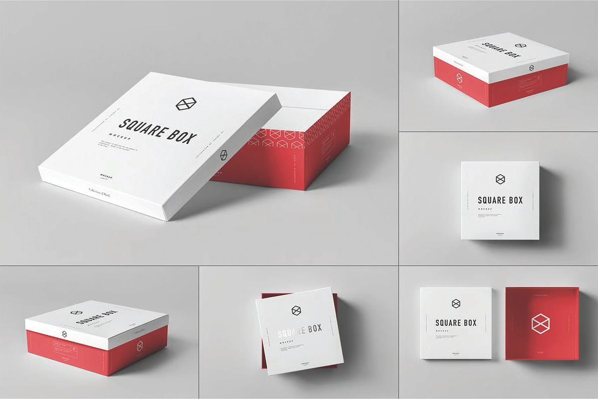 Square Shoe Box Mockup, a Packaging Mockup by DesignRushMarket (Photo 1 of 7)