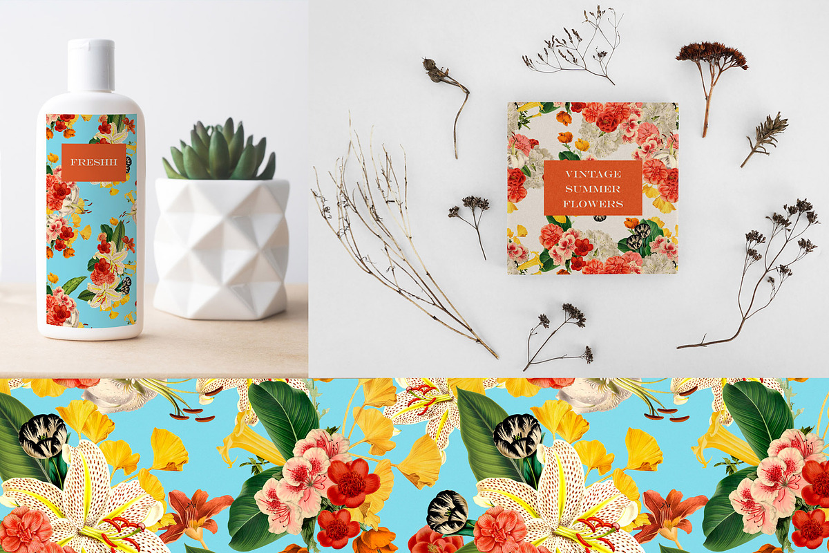 Vintage Summer Flowers Collection, a Pattern Graphic by Chus Moreno Studio (Photo 7 of 17)