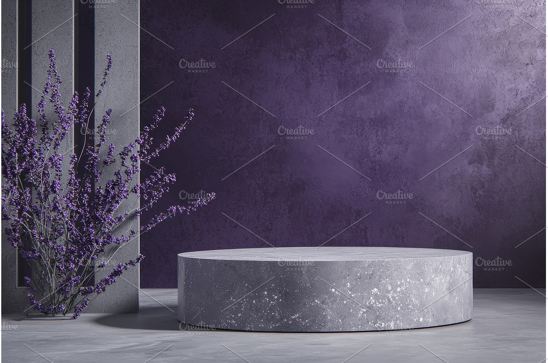 Grey stone round podium with, a Background Photo by Rodica Ciorba